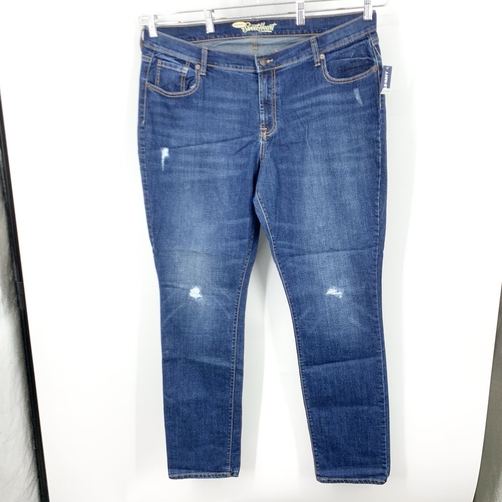 Old Navy Women Size 18 LONG Jeans Sweetheart Straight Pants‎ Dark Wash Stretch